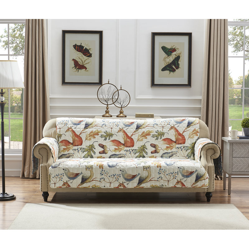 Elmina Willow Reversible Quilted Sofa Slipcover Natural